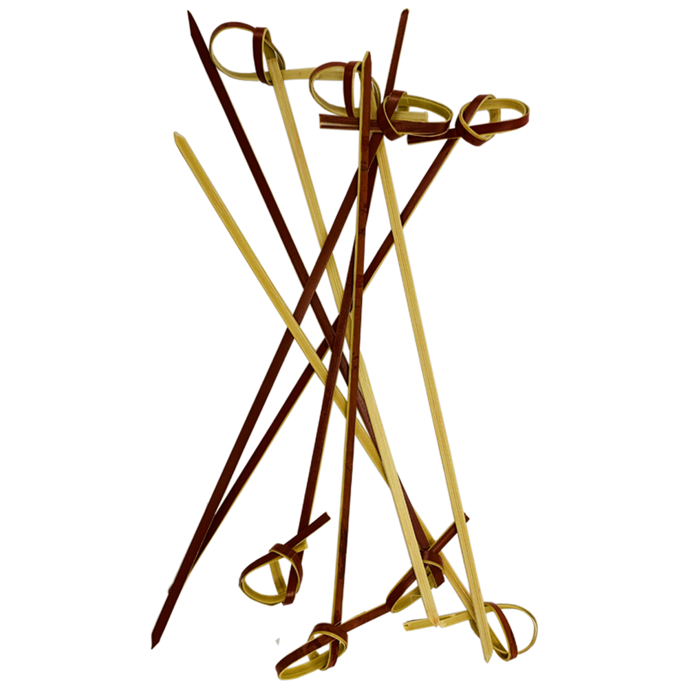 Picture of 6" Bamboo Knot Picks - 150mm - Red (100/Pack)