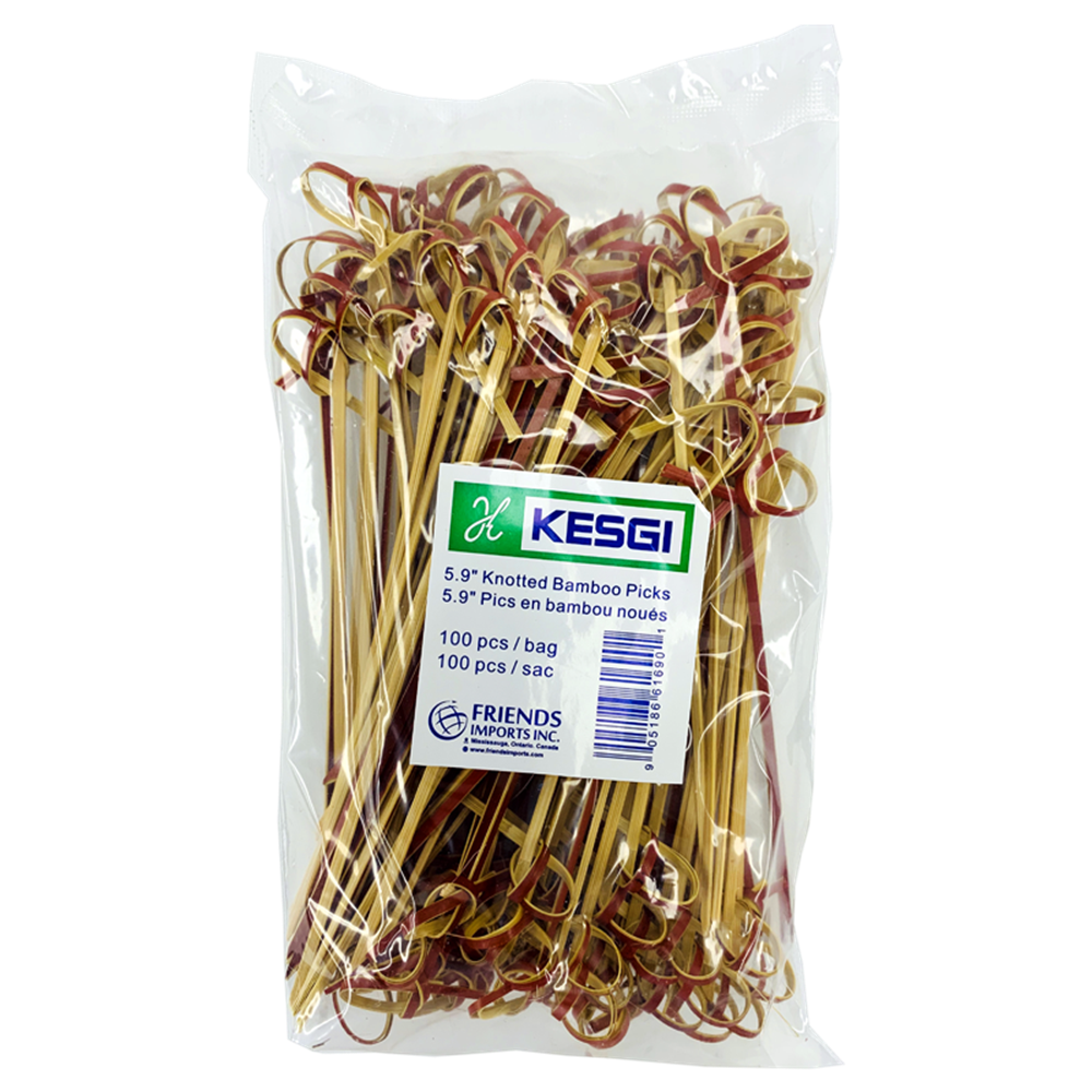 Picture of 6" Bamboo Knot Picks - 150mm - Red (100/Pack)