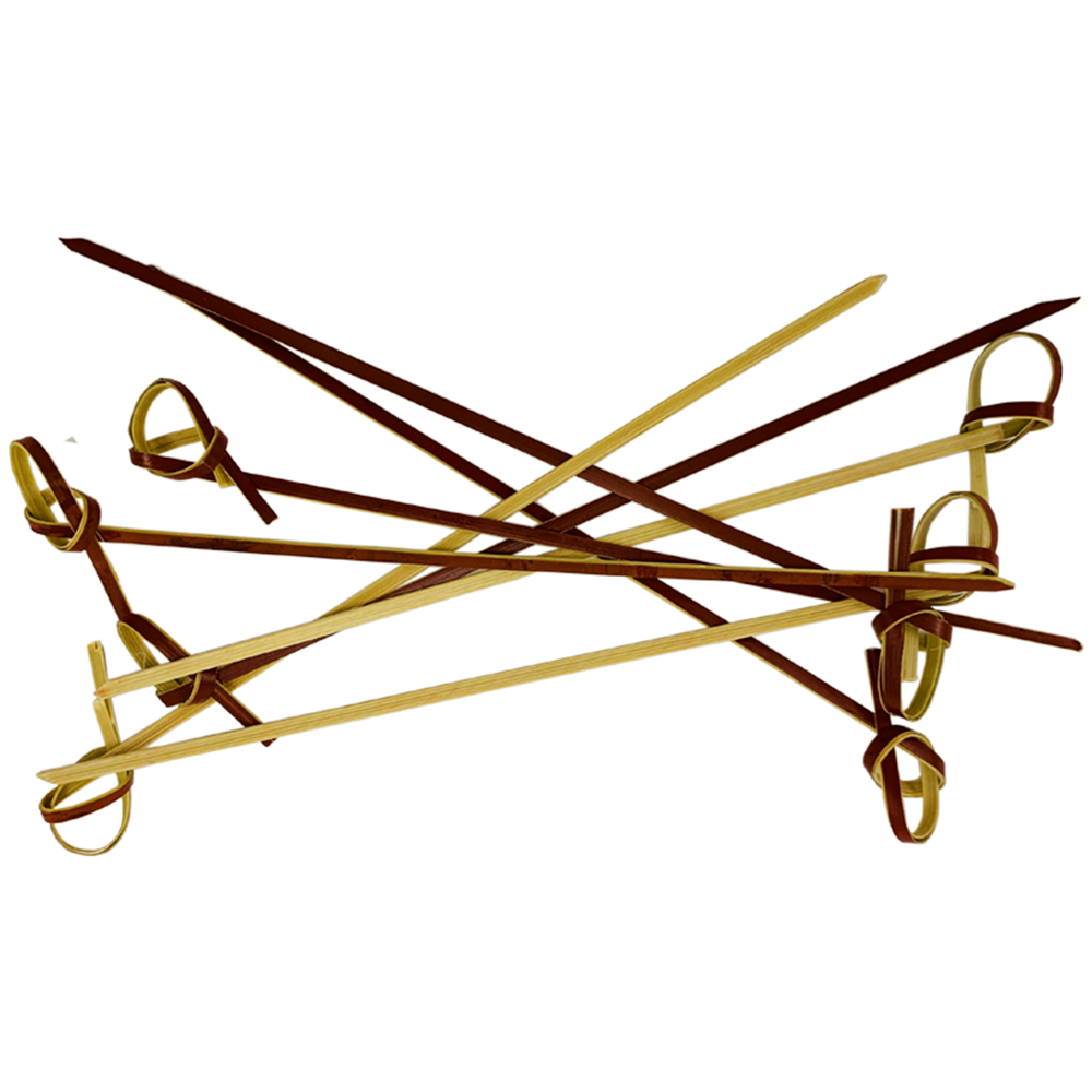 Picture of 6" Bamboo Knot Picks - 150mm - Red (100/Pack)