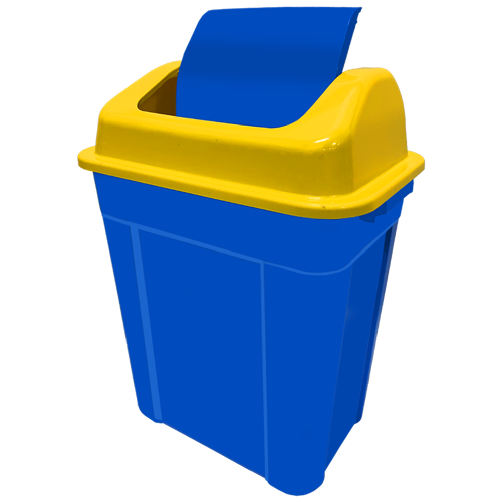Picture of JN0023 WASTE BIN WITH SWING LID 80L - BLUE & YELLOW Picture of JN0023 WASTE BIN WITH SWING LID 80L - BLUE & YELLOW