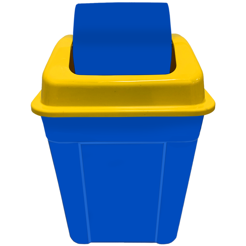 Picture of JN0023 WASTE BIN WITH SWING LID 80L - BLUE & YELLOW Picture of JN0023 WASTE BIN WITH SWING LID 80L - BLUE & YELLOW