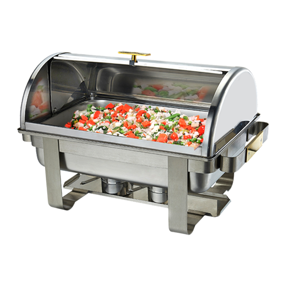 Picture of Chafing Dish with Roll Top Lid & Gold Handles - 9L