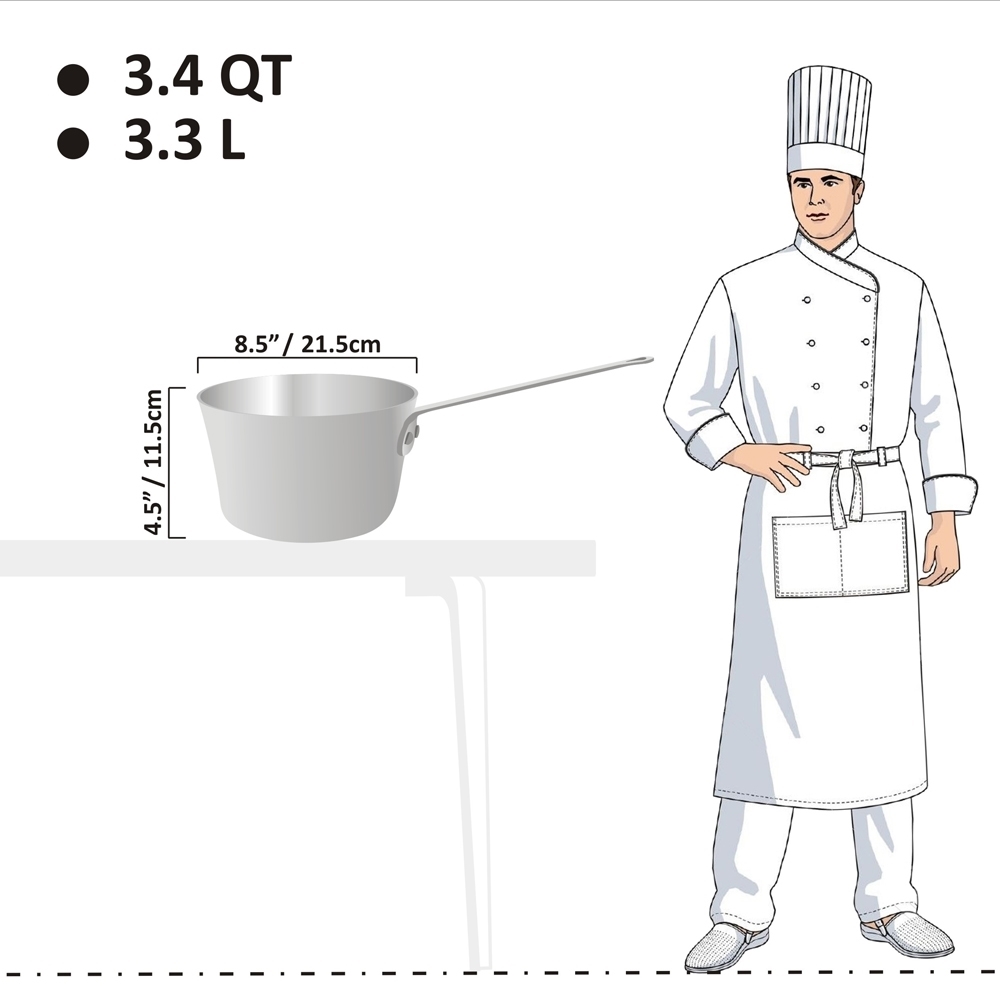Picture of 3.3L Standard Weight Tapered Sauce Pan 3.5mm Picture of 3.3L Standard Weight Tapered Sauce Pan 3.5mm