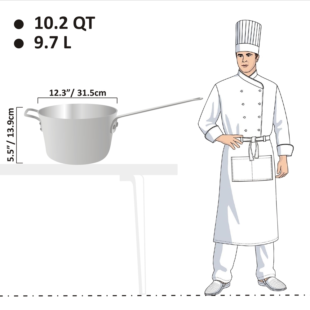 Picture of 9.7L Standard Weight Tapered Sauce Pan with Helper Handle 3.5mm Picture of 9.7L Standard Weight Tapered Sauce Pan with Helper Handle 3.5mm