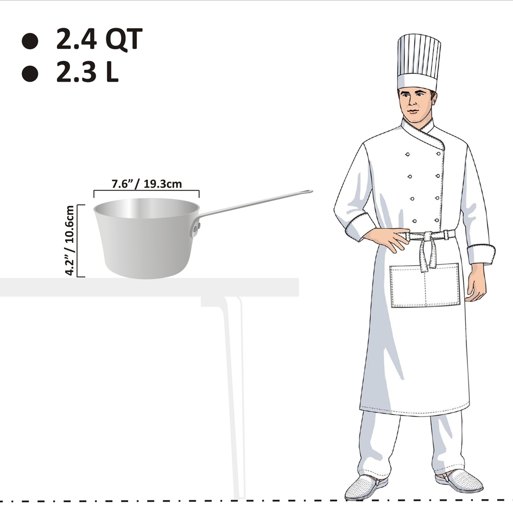 Picture of 2.3L Heavy Weight Tapered Sauce Pan - 6mm Picture of 2.3L Heavy Weight Tapered Sauce Pan - 6mm