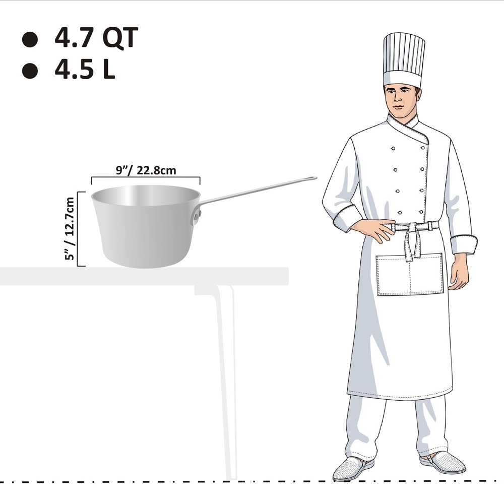 Picture of 4.5L Heavy Weight Tapered Sauce Pan  -  6mm
