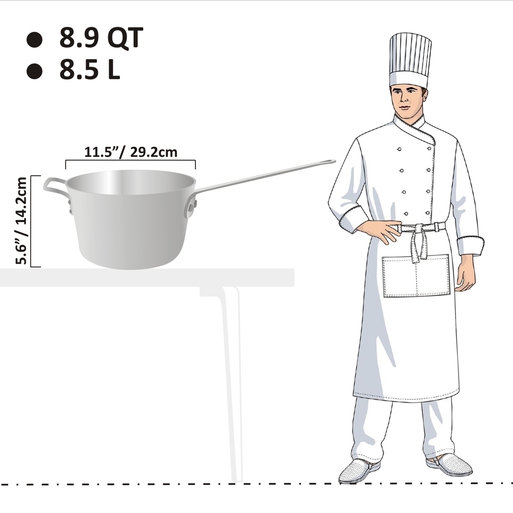 Picture of 8.5L Heavy Weight Tapered Sauce Pan with Helper Handle - 6mm Picture of 8.5L Heavy Weight Tapered Sauce Pan with Helper Handle - 6mm