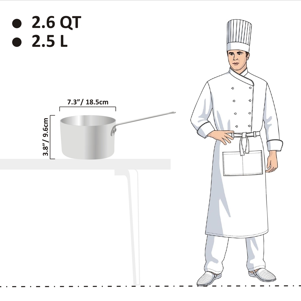 Picture of 2.5L Heavy Weight Straight Sides Sauce Pan - 6mm Picture of 2.5L Heavy Weight Straight Sides Sauce Pan - 6mm