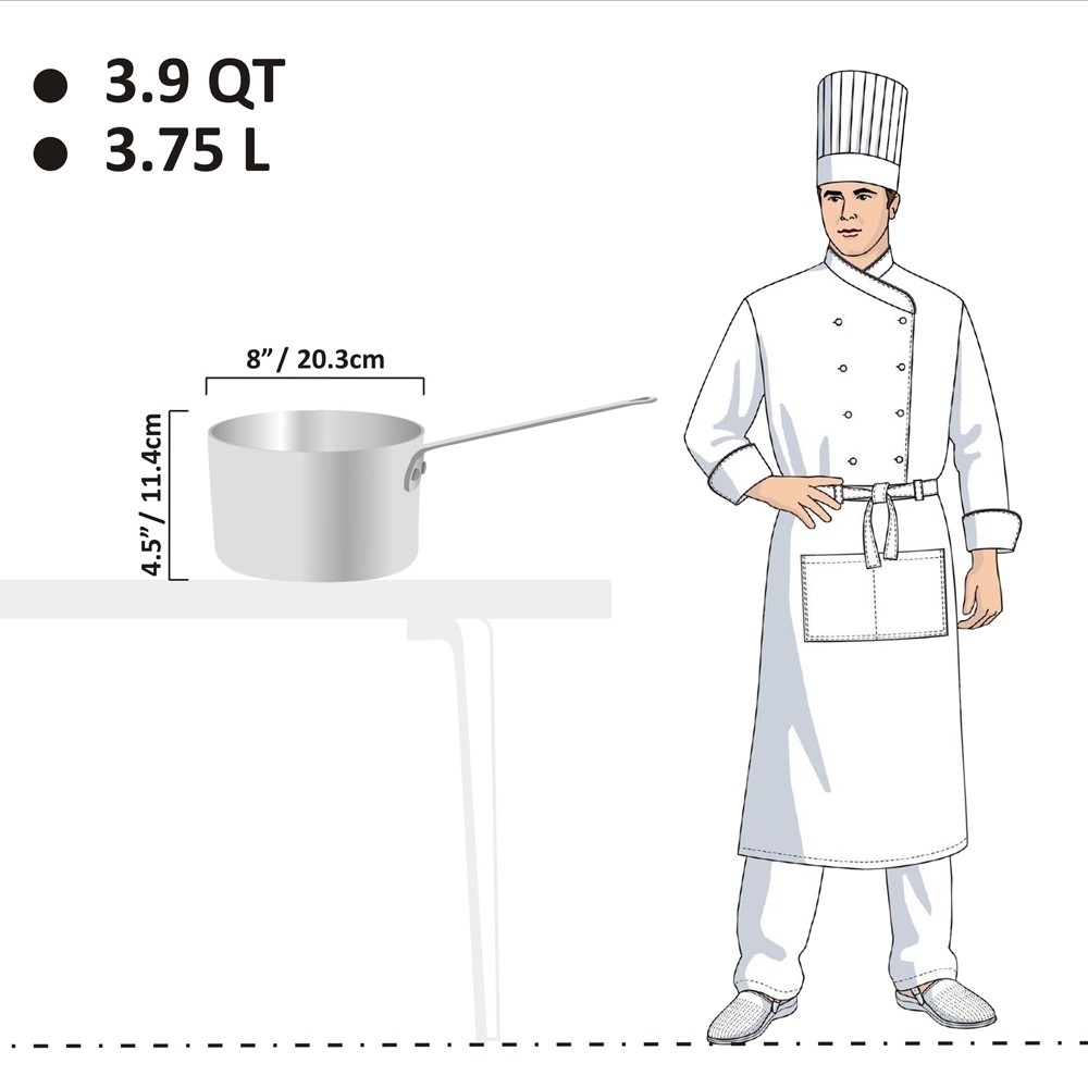 Picture of 3.75L Heavy Weight Straight Sides Sauce Pan - 6mm Picture of 3.75L Heavy Weight Straight Sides Sauce Pan - 6mm