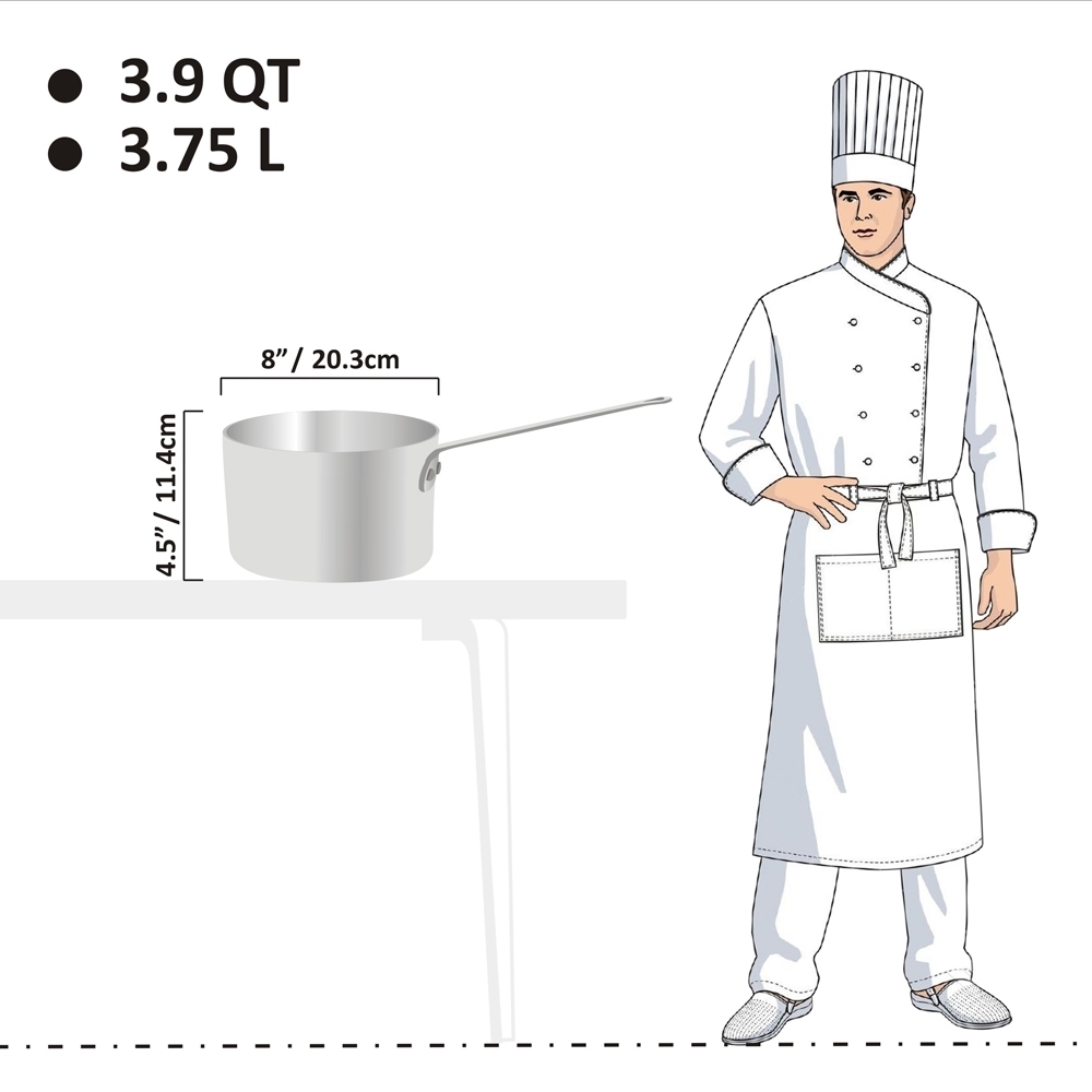 Picture of 3.75L Standard Weight Straight Sides Sauce Pan - 3.5mm Picture of 3.75L Standard Weight Straight Sides Sauce Pan - 3.5mm