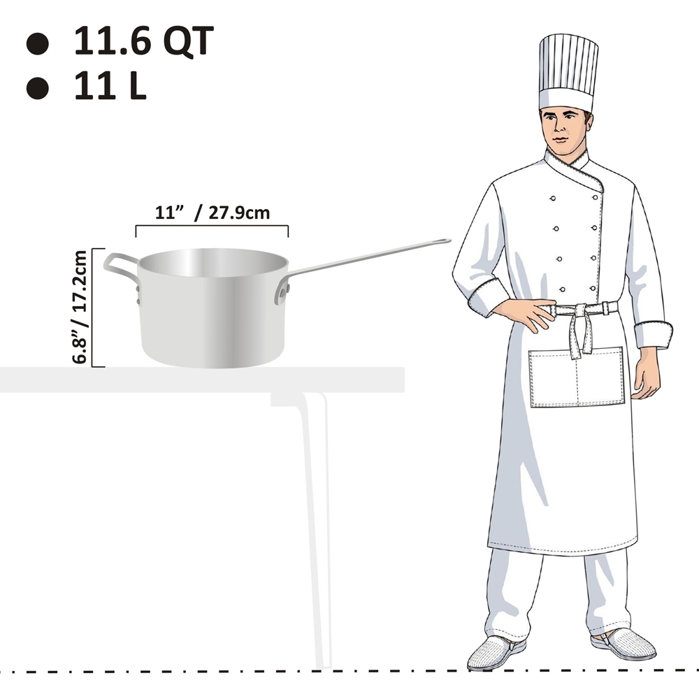 Picture of 11L Standard Weight Straight Sides Sauce Pan with Helper Handle - 3.5mm