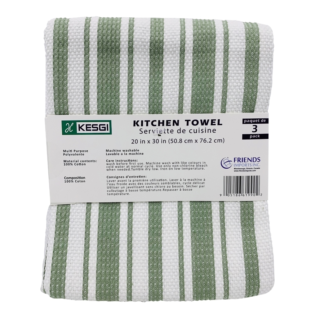 Picture of Kitchen Towel Green Stripe - 20" x 30"  (3/pk)