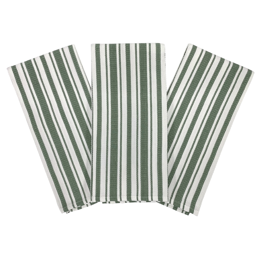 Buy Busatti Kitchen Towel Thick Stripe Design - Green & White at