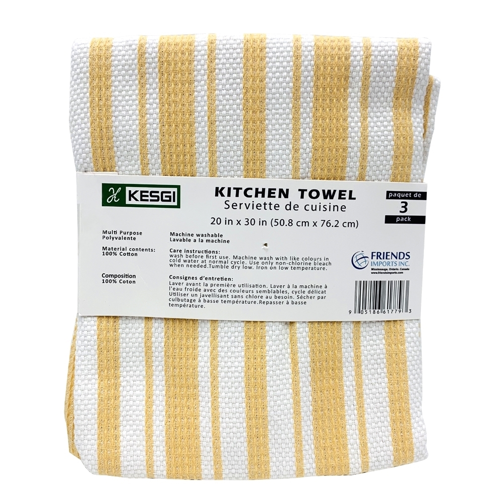 Picture of Kitchen Towel Yellow Stripe - 20" x 30" (3/pk)