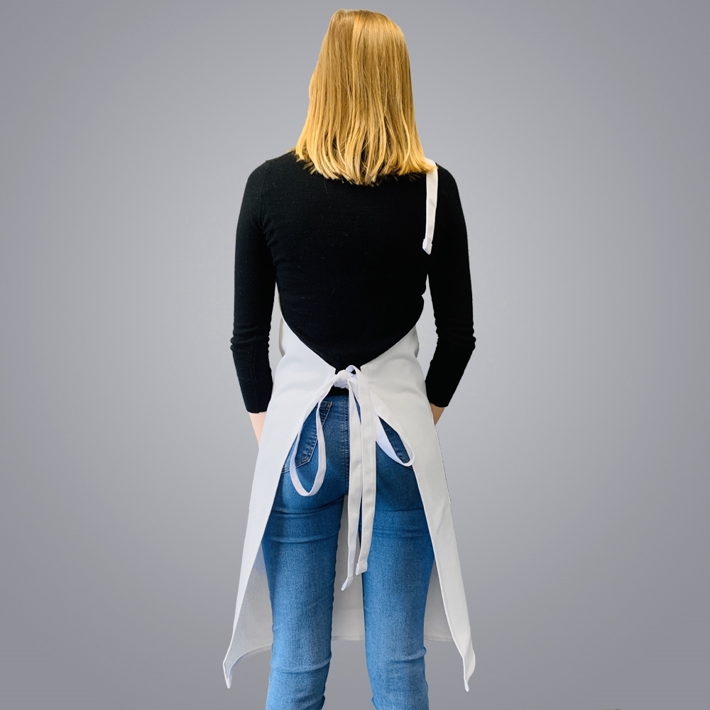 Picture of Adjustable Full Body Apron with 3 Pockets - White