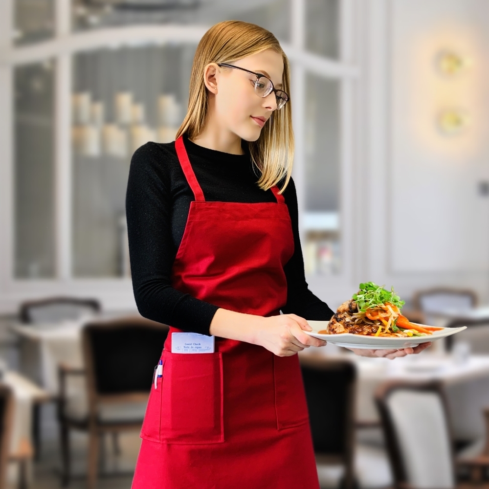 Picture of Full Body Apron with 3 Pockets - Burgundy